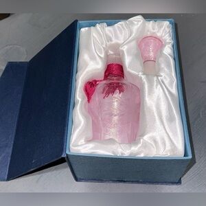 CELLINI Etched Glass Soft Pink Collectible Perfume Bottle Hand Made In Box